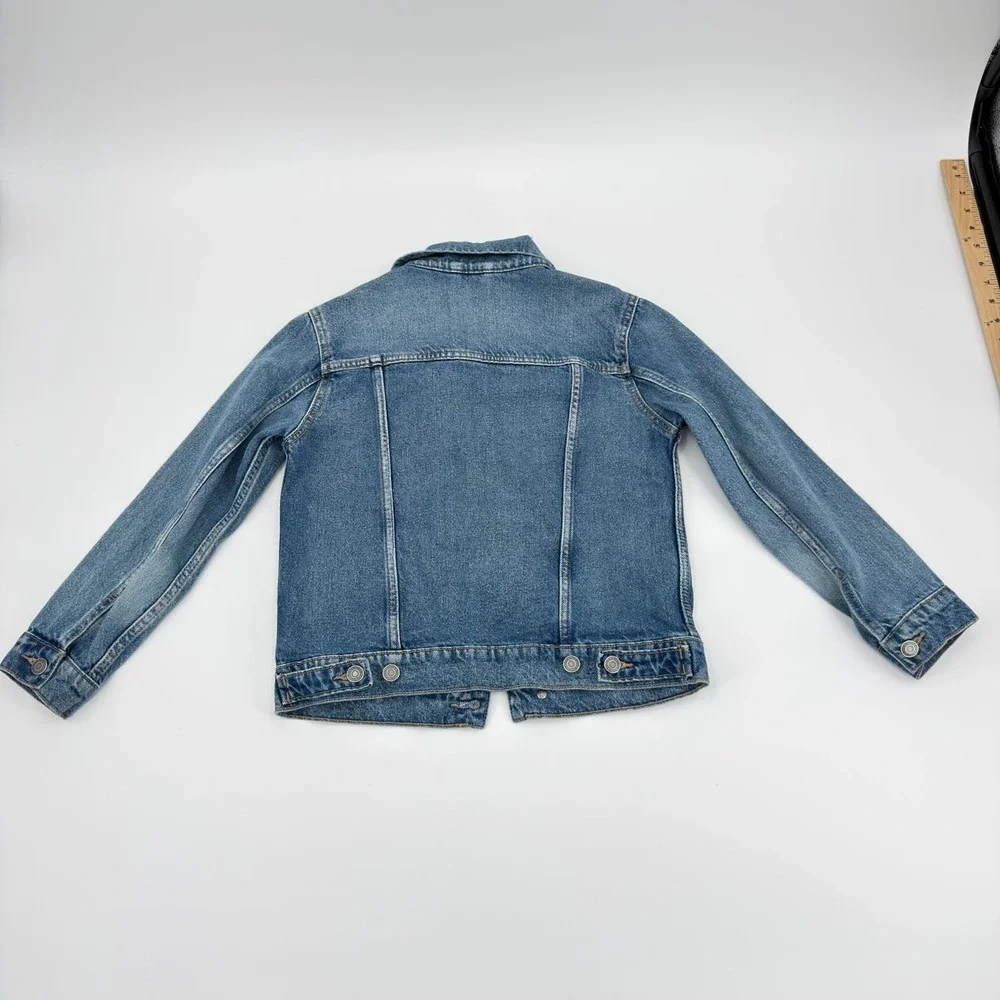 Old Navy Kids Blue Denim Trucker Jacket Light Wash Size L 10-12 Built-In Tough